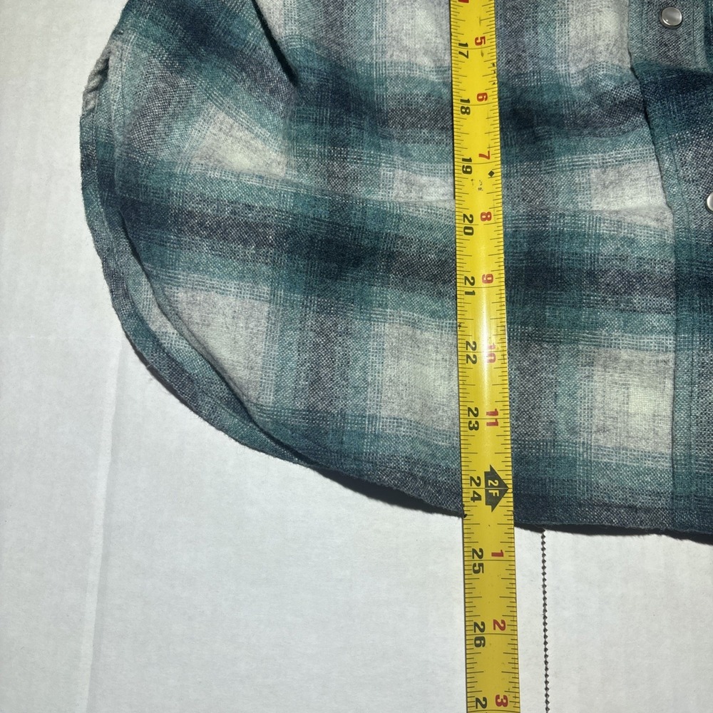 Isabel Etoile Marant Blue Pearl Snap Flannel Plaid Shirt Sz 44 Women Oversize - Picture 6 of 7